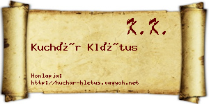 Kuchár Klétus névjegykártya